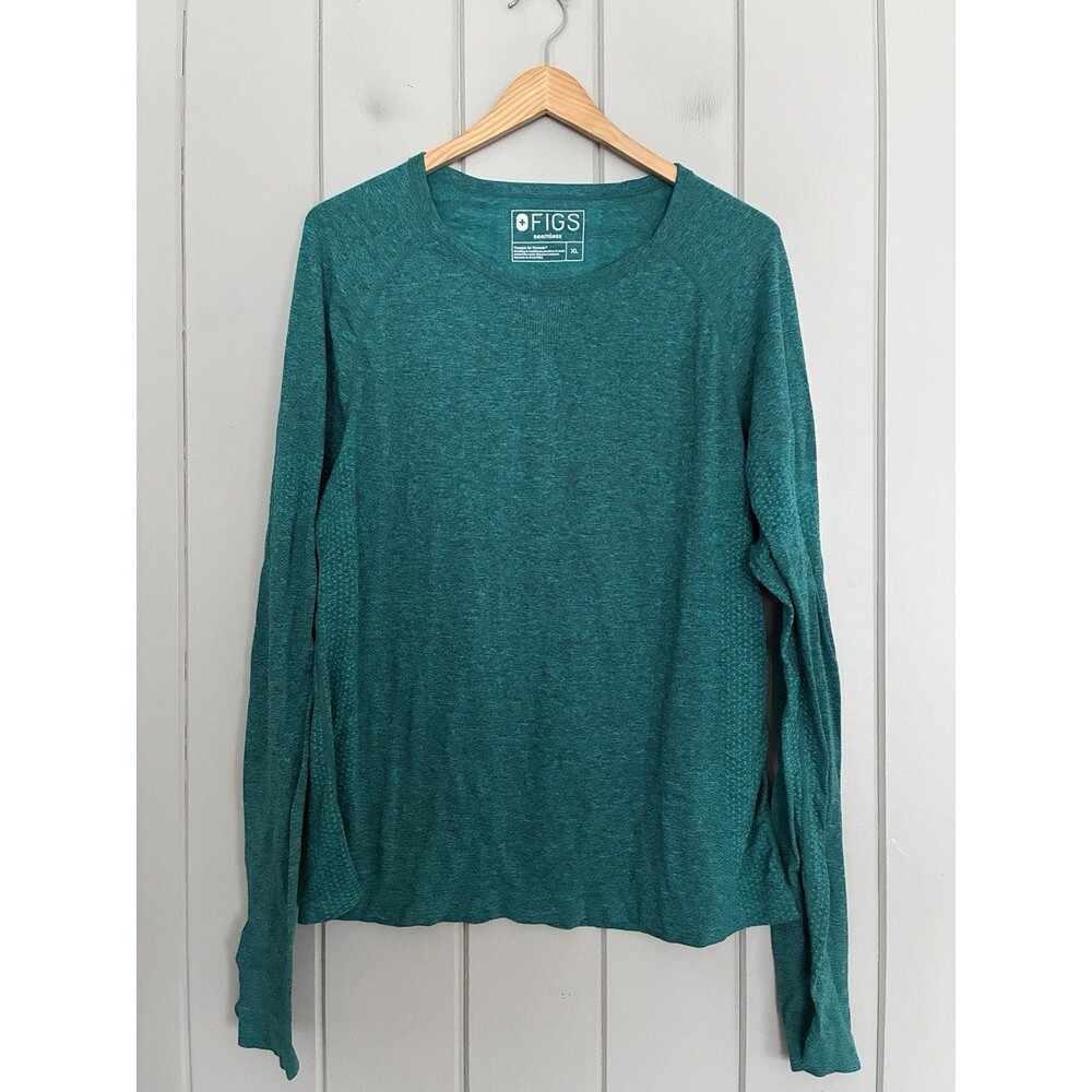 Figs Salta Seamless Long Sleeve Underscrub Base Layer XL Heathered Teal